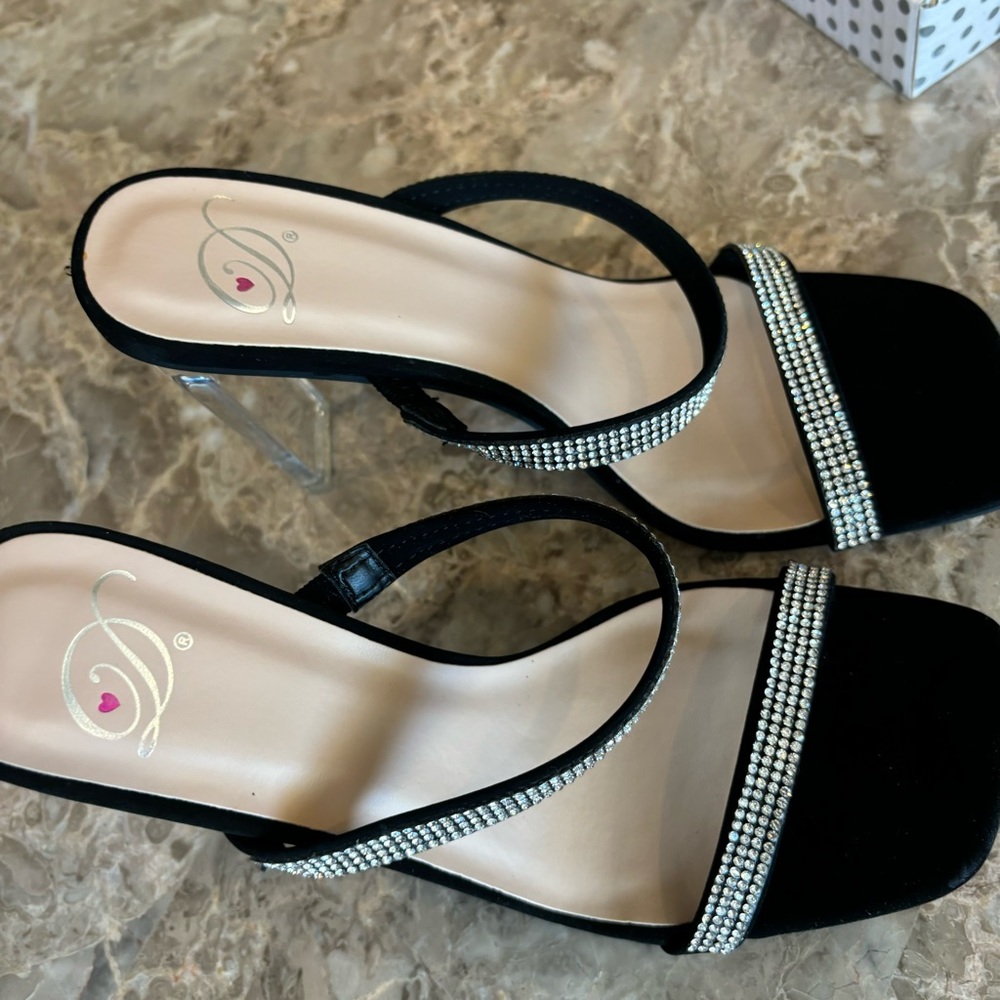 Black & Silver Rhinestone Heels - Picture 8 of 11